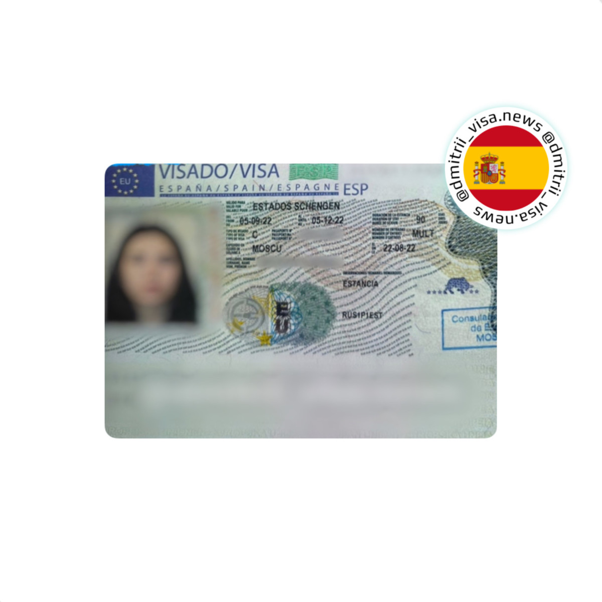 Виза в Испанию на 3 месяца в чистый паспорт